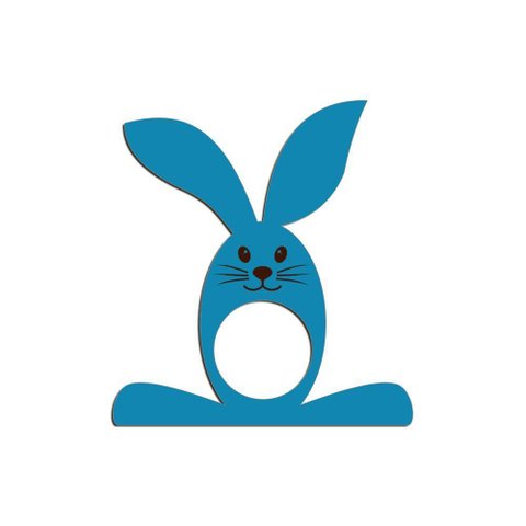 Porta Guardanapo Coelho com Carinha 9cmx9,8cm Kit 4 Peças - Cria Arte Laser Azul
