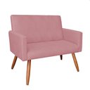 Ver imagem 5 de Kit 2 Poltronas e Namoradeira Nina Suede Rosê Pés Palito Castanho - Pallazio