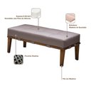 Ver imagem 3 de Puff Decorativo 100cm Martínez Linho Pés Madeira Bege/Natural - Gran Belo