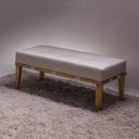 Ver imagem 5 de Puff Decorativo 100cm Martínez Linho Pés Madeira Bege/Natural - Gran Belo