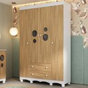 Ver imagem 1 de Guarda-roupa Infantil 122cm com Vidro 4 Portas e 2 Gavetas Suspiro Multimóveis Mp4458 Branco-