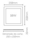 Ver imagem 2 de Painel Plafon de Embutir Quadrado Branco 21,8cm Led 18W 4000K Bivolt Evoled