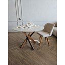 Ver imagem 4 de Kit 4 Cadeiras Giratórias Maia, Pés Chocolate, Tecido Linho Cor Bege Mescla