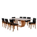 Ver imagem 2 de Conjunto Sala de Jantar Bella Tampo 220cm Laqueado Canto Moeda com Vidro e 8 Cadeiras Bella