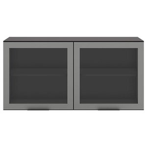 Armário Aéreo 2 Portas Vidro Etna Grafite – Poliman