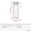 Ver imagem 7 de Jarra de Vidro 1,1L Transparente 24x8x8cm Água Suco Chá Bebidas Mesa Detox