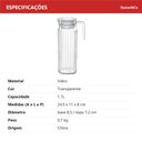 Ver imagem 6 de Jarra de Vidro 1,1L Transparente 24x8x8cm Água Suco Chá Bebidas Mesa Detox