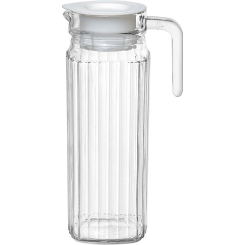Jarra de Vidro 1,1L Transparente 24x8x8cm Água Suco Chá Bebidas Mesa Detox
