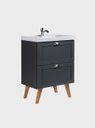 Ver imagem 7 de Gabinete para Banheiro com Cuba e Espelho Organico 60cm Retro Mdf Grafite Milano - On Móveis