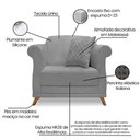Ver imagem 4 de Kit 2 Poltronas e Sofá 2 Lugares 1,60m Pés Castanho Grafite