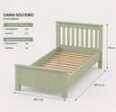 Ver imagem 3 de Cama de Solteiro de Madeira Maciça Ecoconfort - Verde Menta