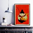 Ver imagem 2 de Quadro Deus da Pesca Japonês- Ebisu 45x34cm:madeira Preta