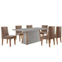 Ver imagem 2 de Mesa de Jantar Diane 180cm Tampo Mdf Vidro 6 Cadeiras Safira Moderna Veludo Capuccino Off White