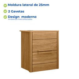 Mesa Criado Mesinha de Cabeceira Quarto Mudo Box Cama Duas Gavetas - 5