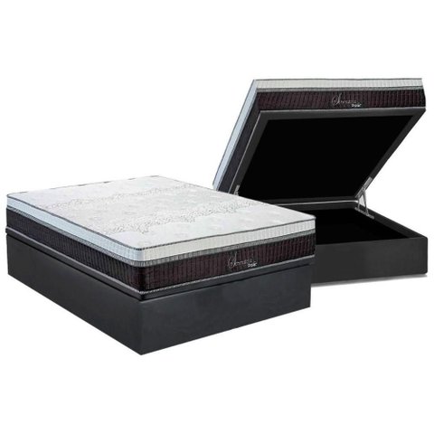 Cama Box Baú Casal: Colchão Molas Ensacadas Polar Superlastic Serenatta + Base Crc Suede Gray (