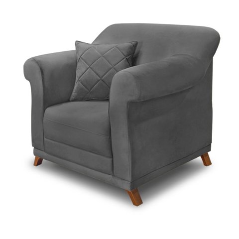 Poltrona Amsterdam Suede Cinza - Lucadi Home