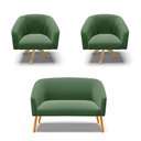 Ver imagem 1 de Kit 01 Namoradeira 02 Lugares e 02 Poltronas Giratória Stella Suede Base Madeira MA30 - D’Rossi - Ve
