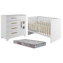 Ver imagem 1 de Berço Americano Soft com Cômoda Fly Branco Acetinado Colchão Sleep - Tigus