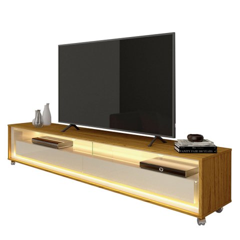 Rack para Tv 1.7 com Led Requinte Naturale com Off White - Gelius Móveis