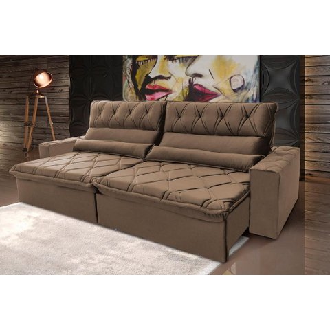 Sofá Retrátil/reclinável França 250cm Suede Velut com Molas no Assento - King House