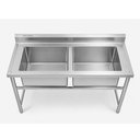 Ver imagem 2 de Pia Inox 150x70x85cm 2 Tanques Central 60x50x35cm SKBX1570L