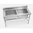 Ver imagem 1 de Pia Inox 150x70x85cm 2 Tanques Central 60x50x35cm SKBX1570L