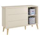 Ver imagem 1 de Cômoda Infantil Theo 1 Porta e 3 Gavetas Areia Fosco com Pés Madeira Natural - Reller Móveis
