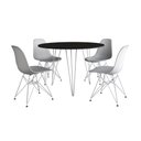 Ver imagem 6 de Mesa de Jantar Redonda 90cm Preta Clips 3 Pés com 4 Cadeiras Brancas Ferro Branco Cor: Preto