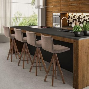 Kit 3 Banquetas Gourmet Giratoria Julia Marrom