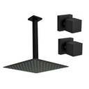 Ver imagem 1 de Kit Ducha 20x20 Slim de Teto C/ 2 Acabamentos P Registro Base Deca 16 Estrias de 1/2-3/4 Preto Fosco