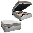 Ver imagem 1 de Cama Box Baú Casal Suede + Colchão Sereneprime Molas Ensacadas 138x188x69 Cinza