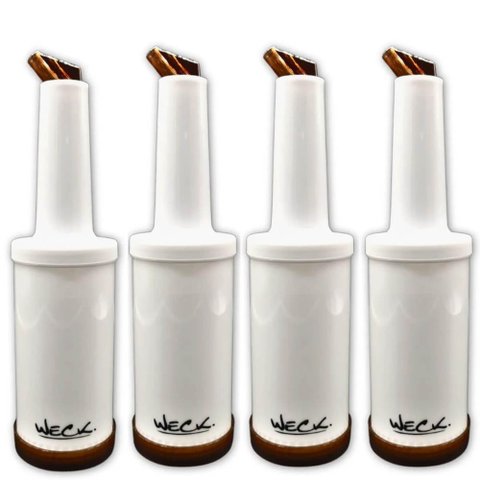 Kit 4 Garrafa Plástica Store'n Pour 1l Marrom Weck Coquetelaria Bar Destilados