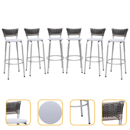 Kit 6 Banquetas Alta Vime Junco Degradê Sacada Àrea Gourmet Balcão Ilha Bancada bar piscina Cozinha - 1