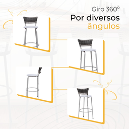 Kit 6 Banquetas Alta Vime Junco Degradê Sacada Àrea Gourmet Balcão Ilha Bancada bar piscina Cozinha - 5