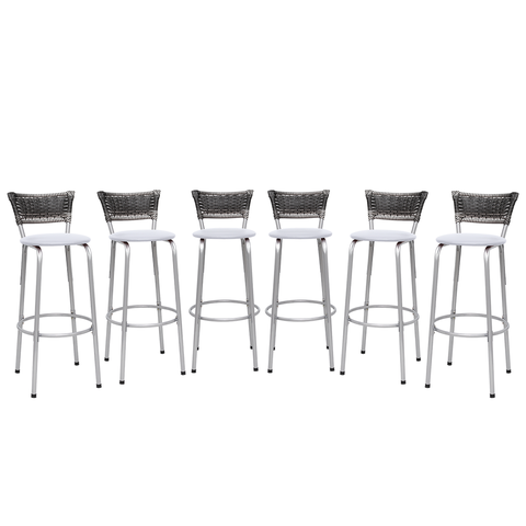 Kit 6 Banquetas Alta Vime Junco Degradê Sacada Àrea Gourmet Balcão Ilha Bancada bar piscina Cozinha