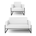 Ver imagem 1 de Sofá Namoradeira com Poltrona Base Industrial Alta Preto Marisa Corino Branco D03 - D\'rossi