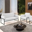 Ver imagem 7 de Sofá Namoradeira com Poltrona Base Industrial Alta Preto Marisa Corino Branco D03 - D\'rossi