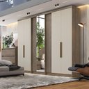 Ver imagem 1 de Guarda-Roupa Casal 6 Portas 4 Gavetas com Espelho 250x55x233cm Ultra Selecto Yescasa Off White Rustic/Off White