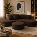 Ver imagem 3 de Sofá e Puff Orgânico Virginia 300cm Sala Suede:Marrom