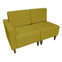 Ver imagem 1 de Poltrona Decorativa Alicia Lado Direito Couro Amarelo Pés Madeira Ms Decor
