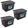 Kit 3 Caixas Organizadoras 56 Litros Tampa e Trava Preta - 1