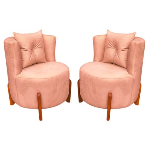 Kit 2 Poltronas Orgânica Curva Luna Boucle Rosa - Montanaris Decor