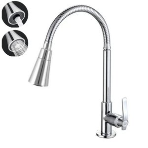 Torneira Cozinha Pia Gourmet Mesa Flexível em Metal Inox