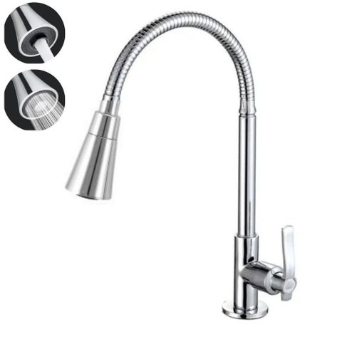 Torneira Cozinha Pia Gourmet Mesa Flexível em Metal Inox