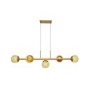 Ver imagem 1 de Pendente Jabuticaba Dourado P/5 Globos de Vidro Âmbar.:dourado