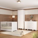 Ver imagem 2 de Quarto de Bebê Completo Berço Americano 3 em 1 Colchão Dengo Multimóveis Mp4612 Branco