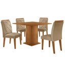 Ver imagem 2 de Mesa de Jantar Loren 90cm Tampo Mdf Canto Reto e 4 Cadeiras Melissa Moderna Mobília