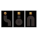 Ver imagem 2 de Kit 03 Quadros Decorativos - Formas Preto Dourado Ouro Abg030 Tela Canvas - 60x80cm Cada