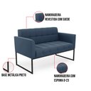 Ver imagem 6 de Kit 1 Sofá Namoradeira e 1 Poltrona Elisa Suede Base Metálica Industrial Preto - D'Rossi Azul Marinh