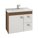Ver imagem 3 de Gabinete de Banheiro com Cuba e Espelheira Hortencia 55cm Amendoa/branco - Mgm